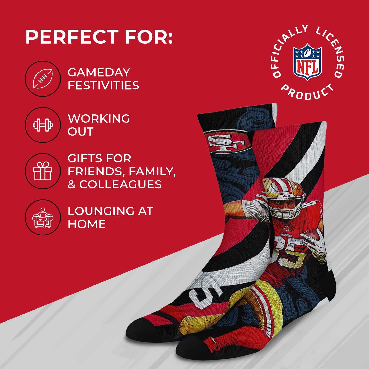 San Francisco 49ers NFL Youth Player Stripe Sock - Black