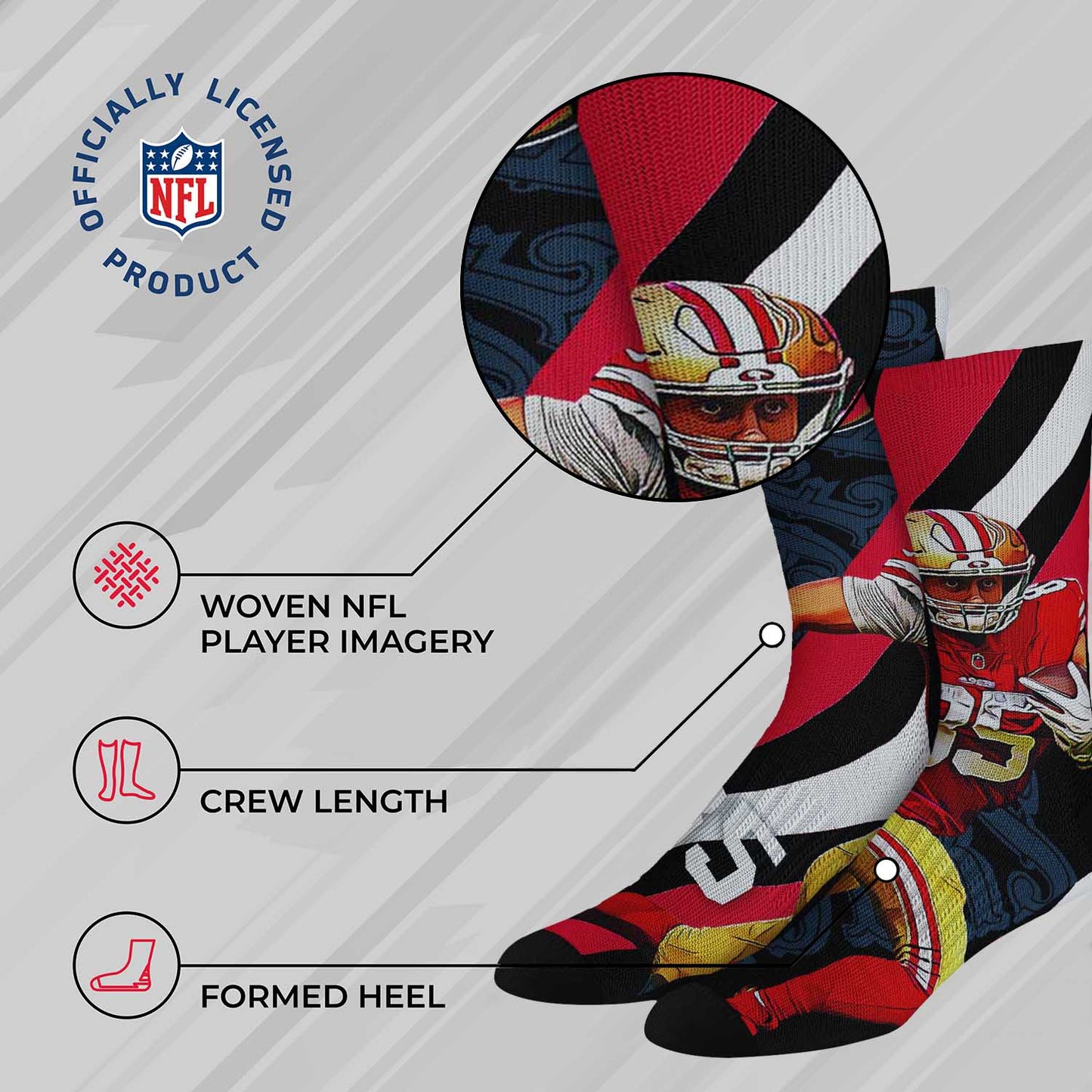 San Francisco 49ers NFL Youth Player Stripe Sock - Black