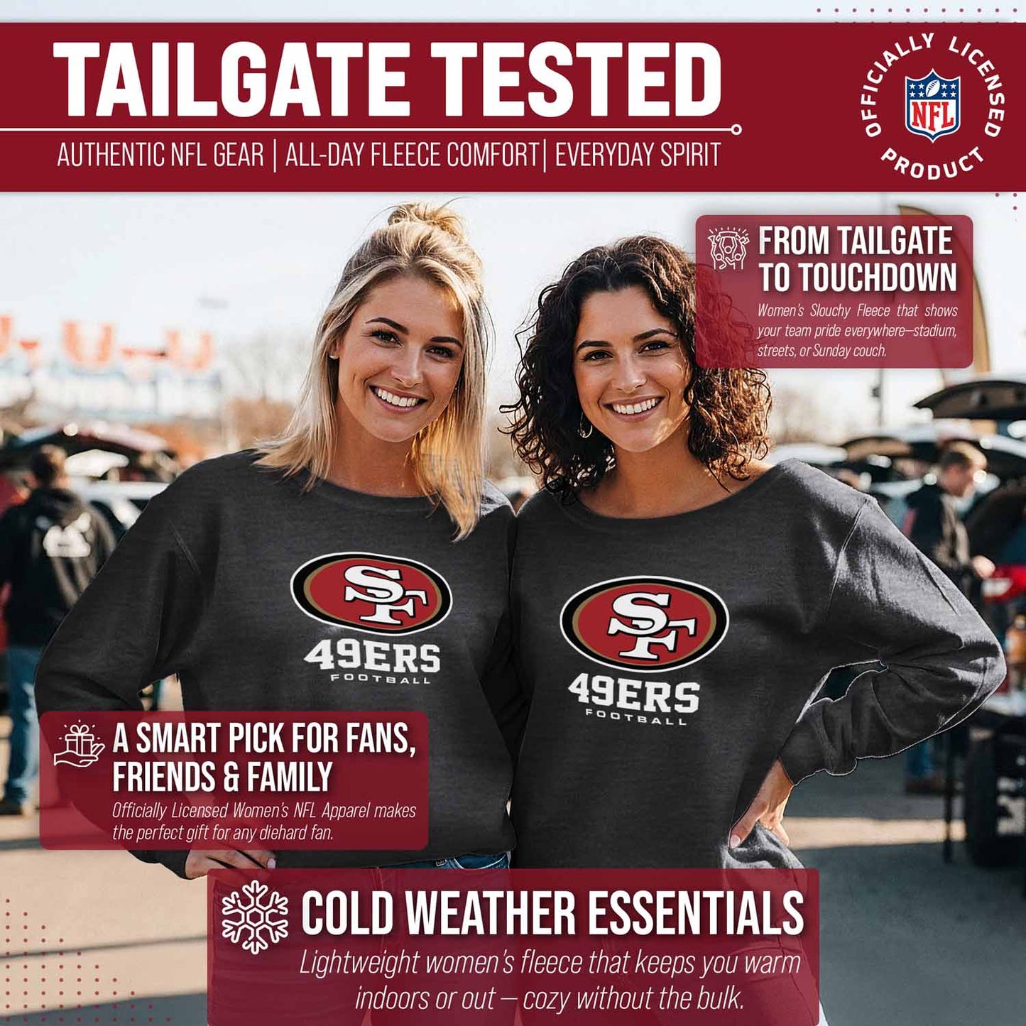 San Francisco 49ers NFL Womens Ultimate Fan French Terry Slouchy Top- Raglan Sleeves - Charcoal