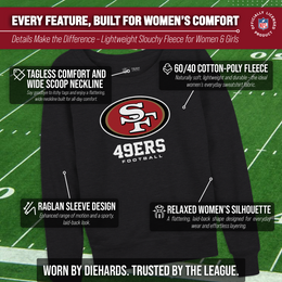 San Francisco 49ers NFL Womens Ultimate Fan French Terry Slouchy Top- Raglan Sleeves - Charcoal
