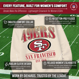 San Francisco 49ers Womens NFL Starstruck Crewneck Pullover - Cream