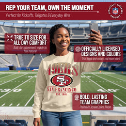 San Francisco 49ers Womens NFL Starstruck Crewneck Pullover - Cream