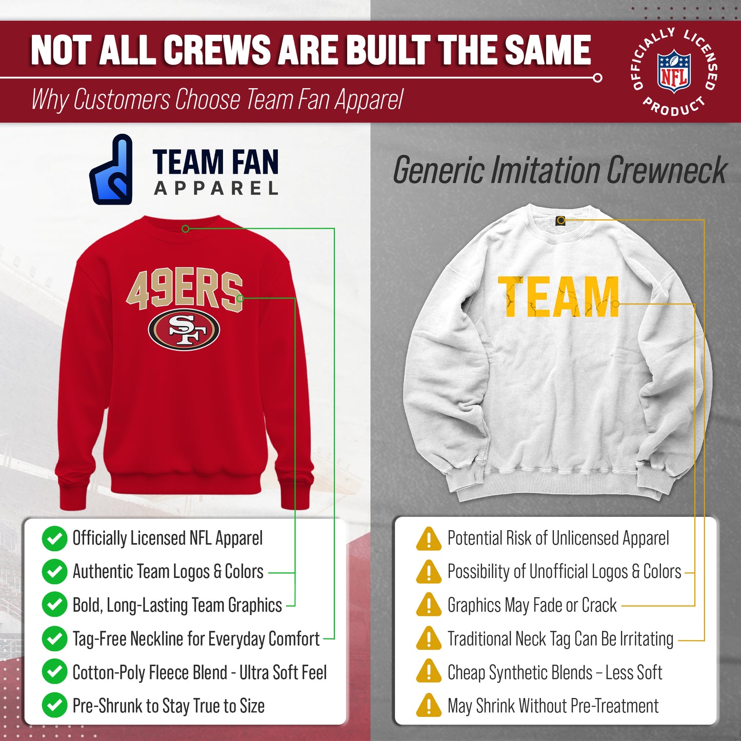 San Francisco 49ers NFL Home Team Crew - Red