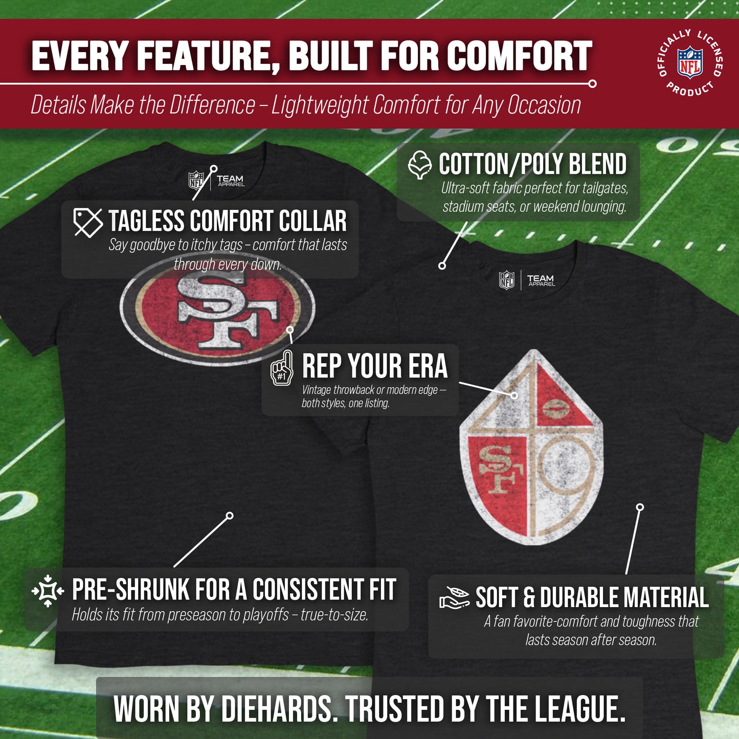 San Francisco 49ers NFL Modern Throwback T-shirt - Black