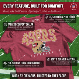 San Francisco 49ers NFL Adult All Star Heather Tag-Less T-Shirt - Red Heather