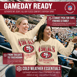 San Francisco 49ers Ladies NFL Starstruck Fleece Pullover Hooded Sweatshirt - Cream