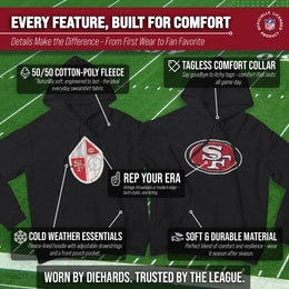 San Francisco 49ers NFL Adult Unisex Modern Throwback Ultra Soft Fleece Hooded Sweatshirt - Black Heather