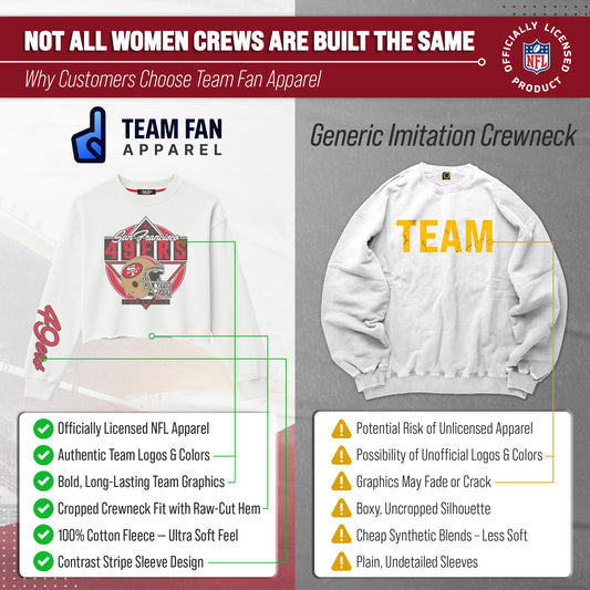 San Francisco 49ers  Women's Franchise Helmet Cut Crop Crewneck - White