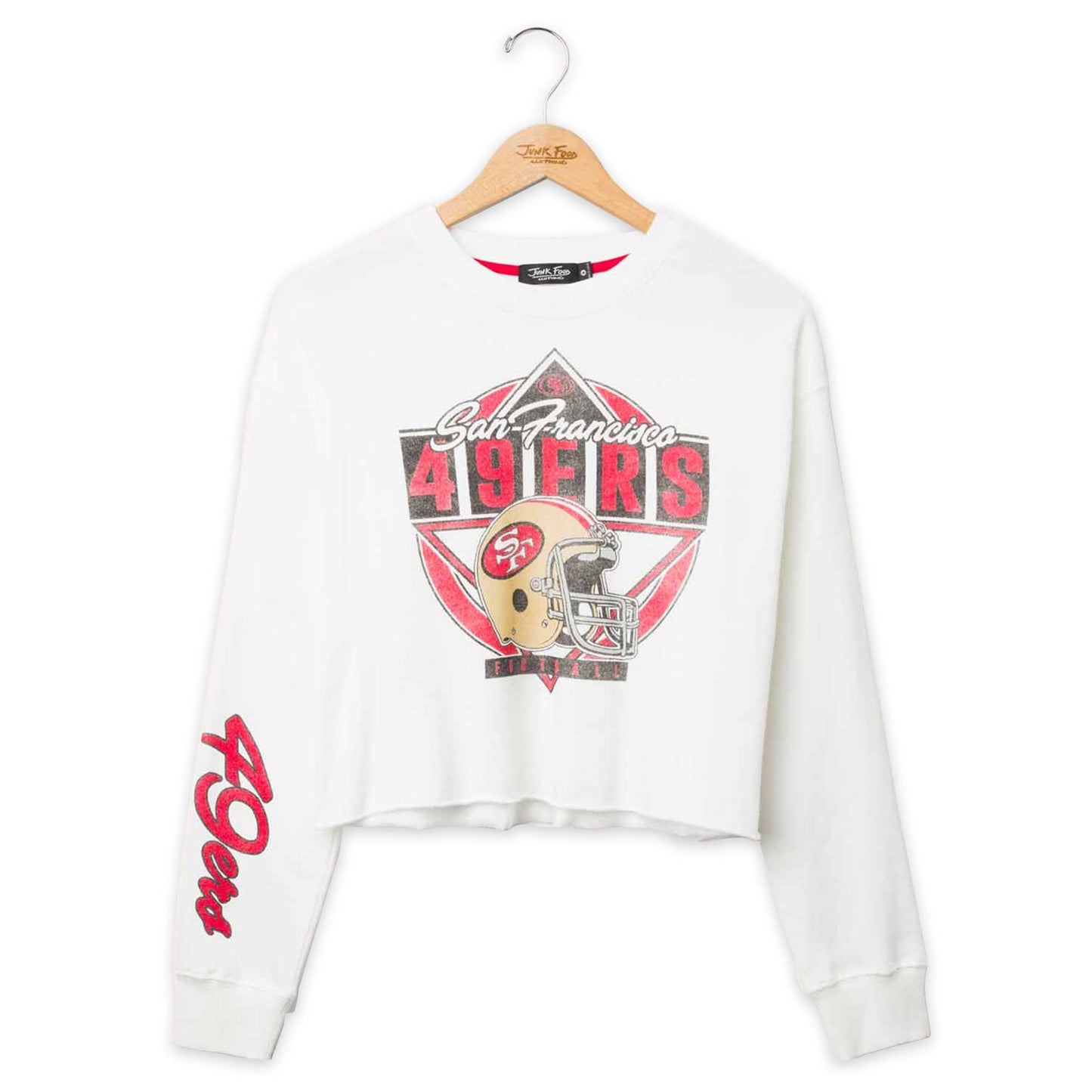 San Francisco 49ers Junk Food NFL  Women's Franchise Vintage Crop Crewneck - White