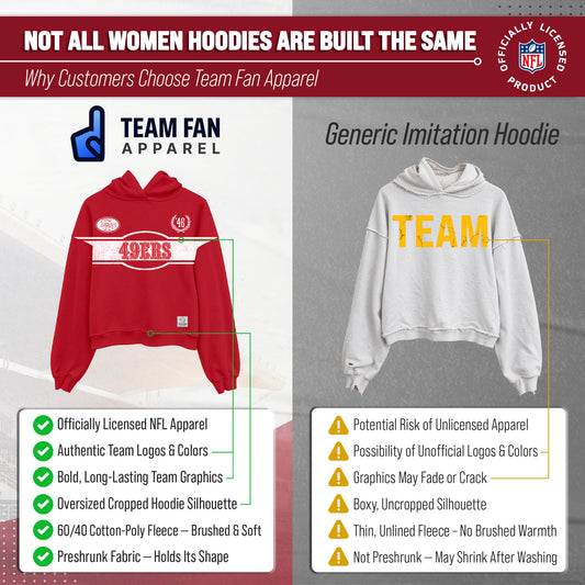 San Francisco 49ers  NFL Women's Franchise Oversized Crop Hoodie Fleece - Red