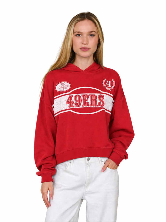 San Francisco 49ers  NFL Women's Franchise Oversized Crop Hoodie Fleece - Red