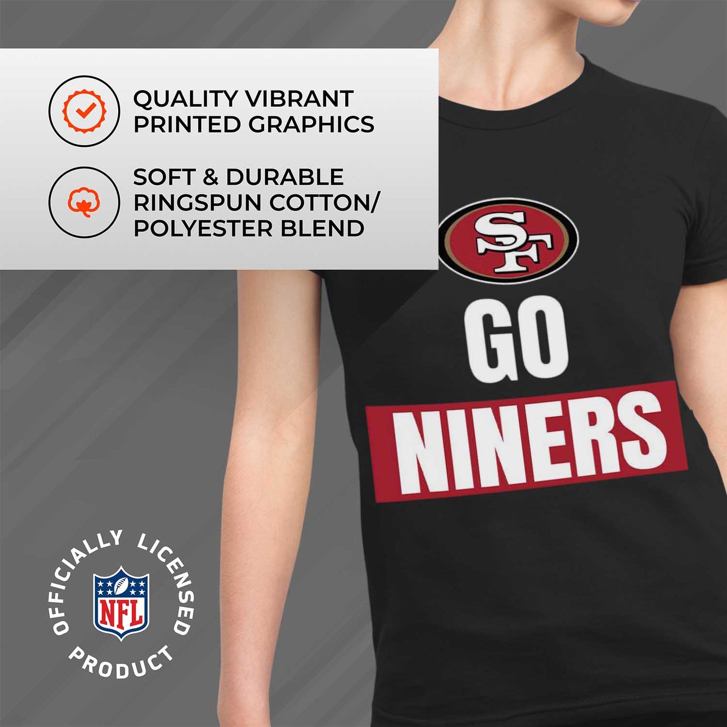 San Francisco 49ers NFL Womens Plus Size Team Slogan Short Sleeve T-Shirt - Black