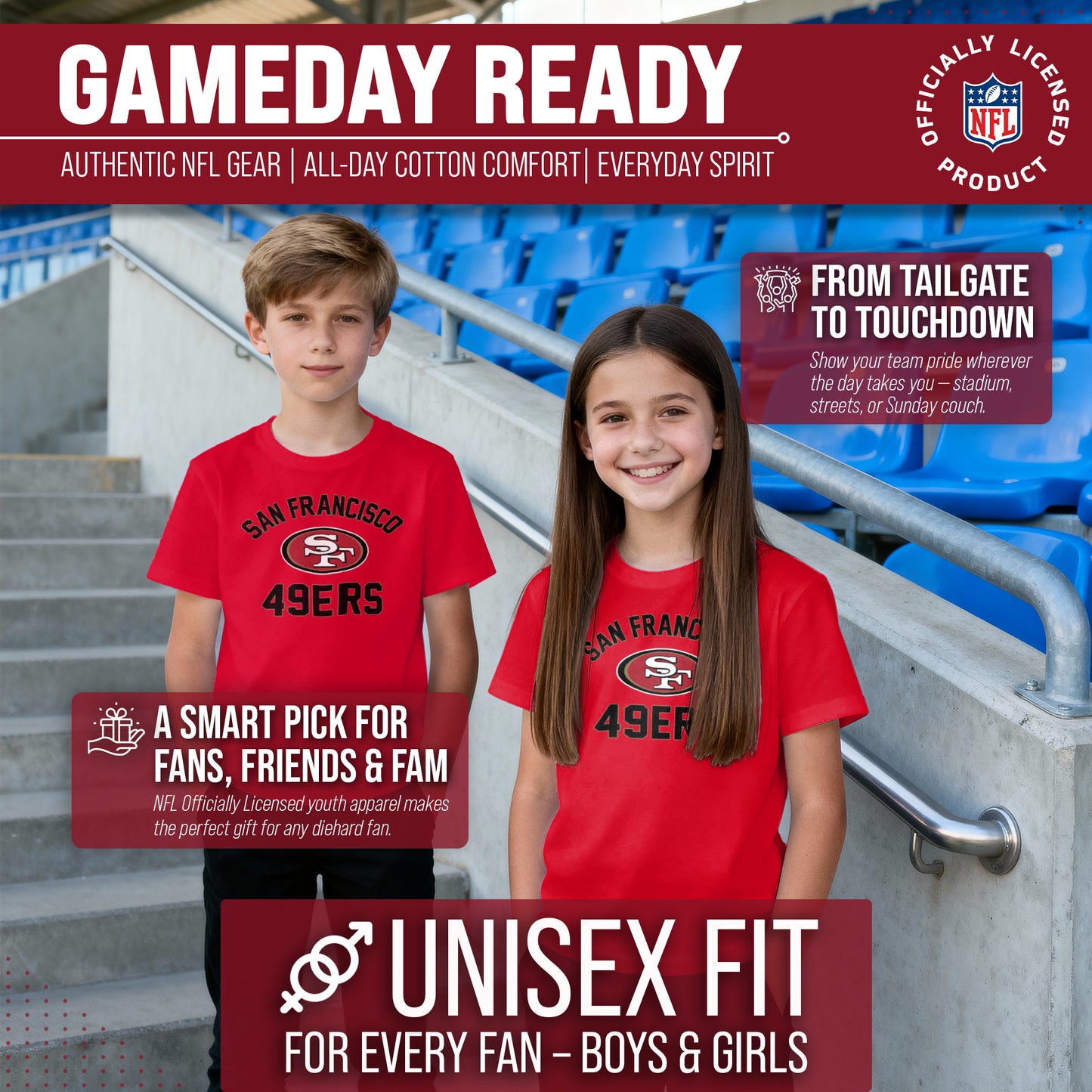San Francisco 49ers NFL Youth Gameday Football T-Shirt - Red