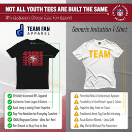 San Francisco 49ers NFL Youth Repeating Logo Football T-Shirt Unisex Tag Free Comfortable - Black