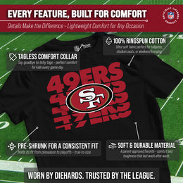 San Francisco 49ers NFL Youth Repeating Logo Football T-Shirt Unisex Tag Free Comfortable - Black