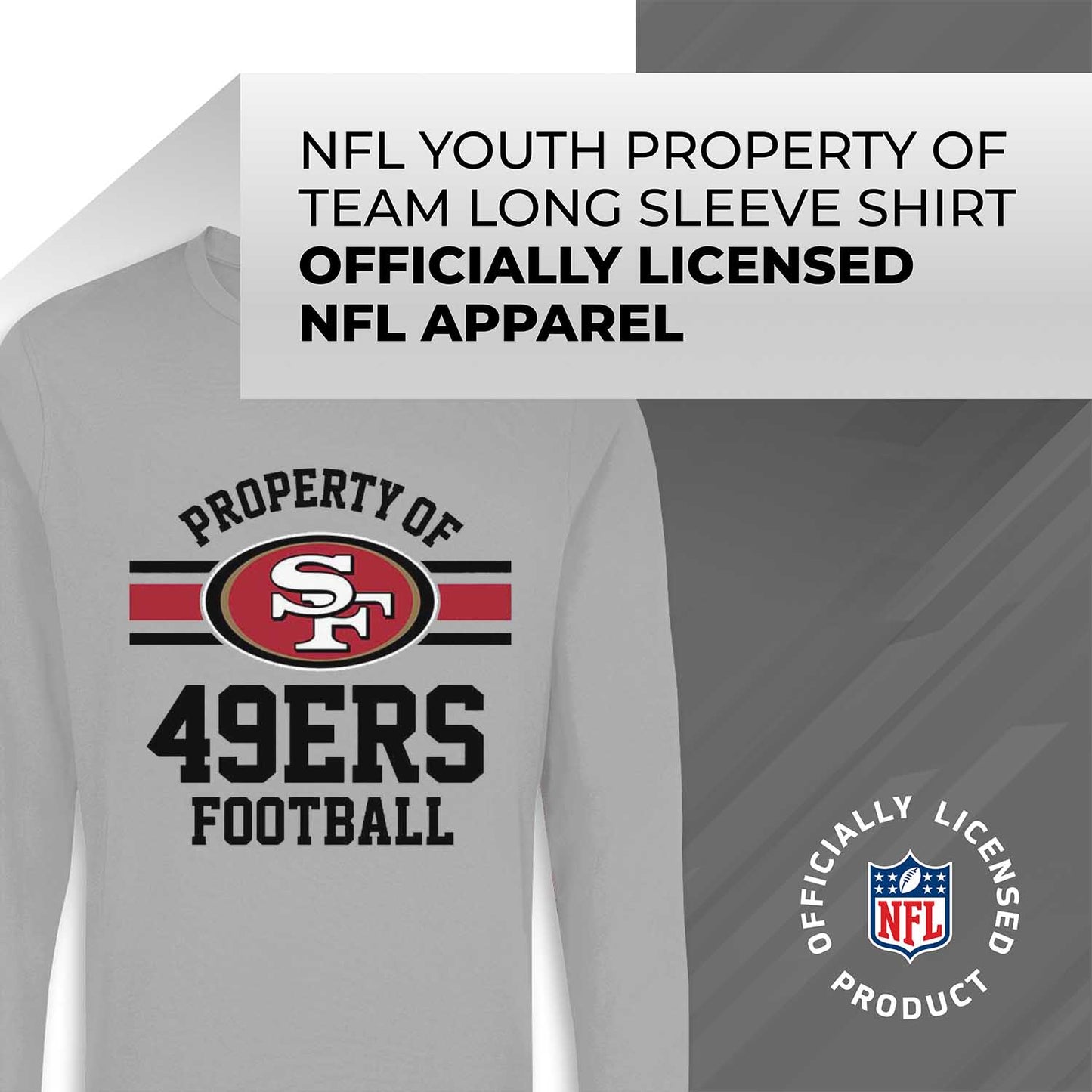 San Francisco 49ers NFL Youth Property Of Crew Sweatshirt - Sport Gray