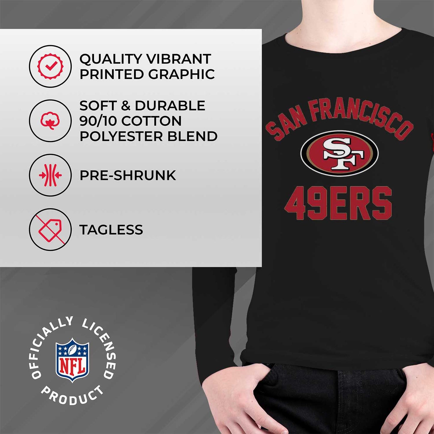 San Francisco 49ers NFL Youth Gameday Crewneck Sweatshirt - Black
