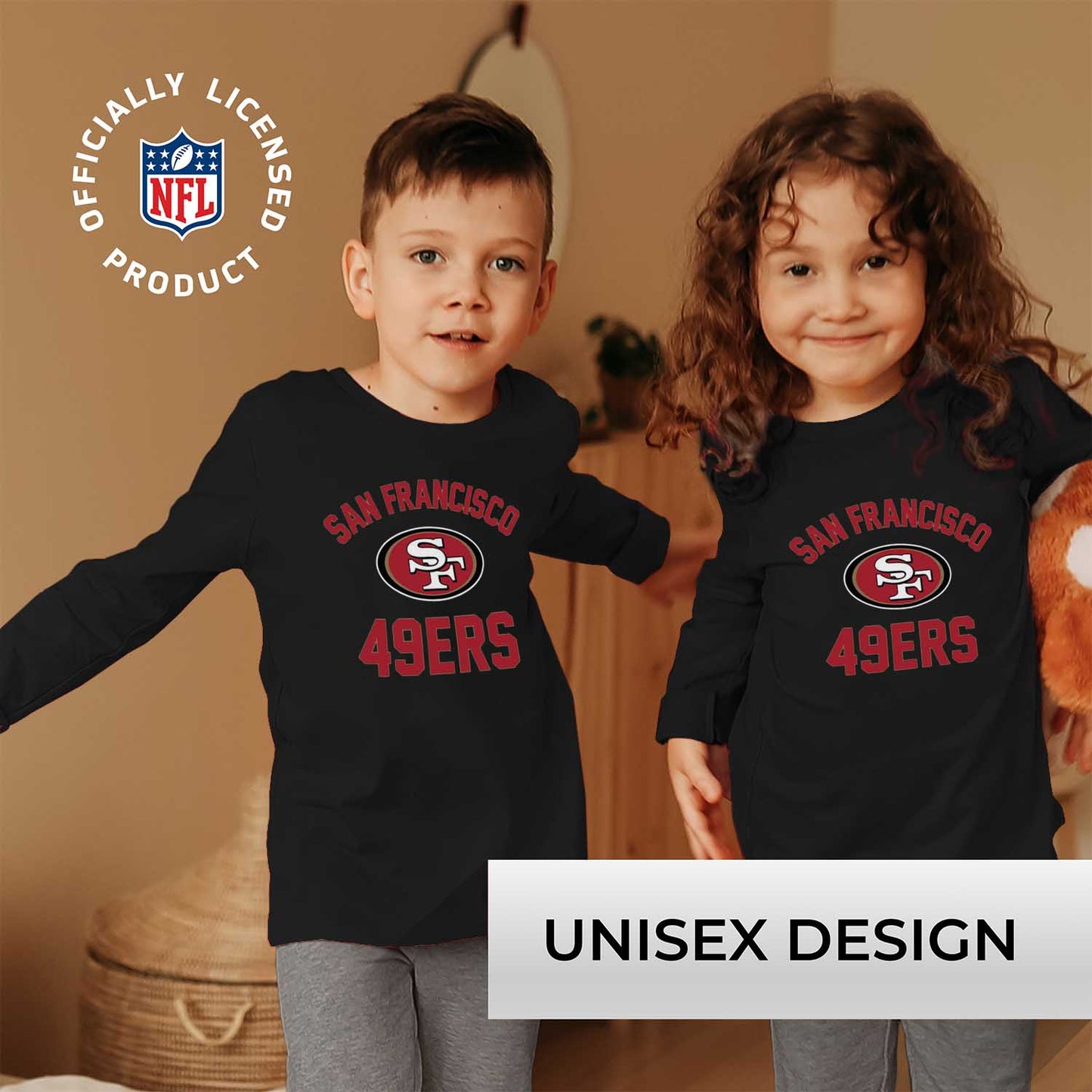 San Francisco 49ers NFL Gameday Youth Football Long Sleeve Shirt - Black