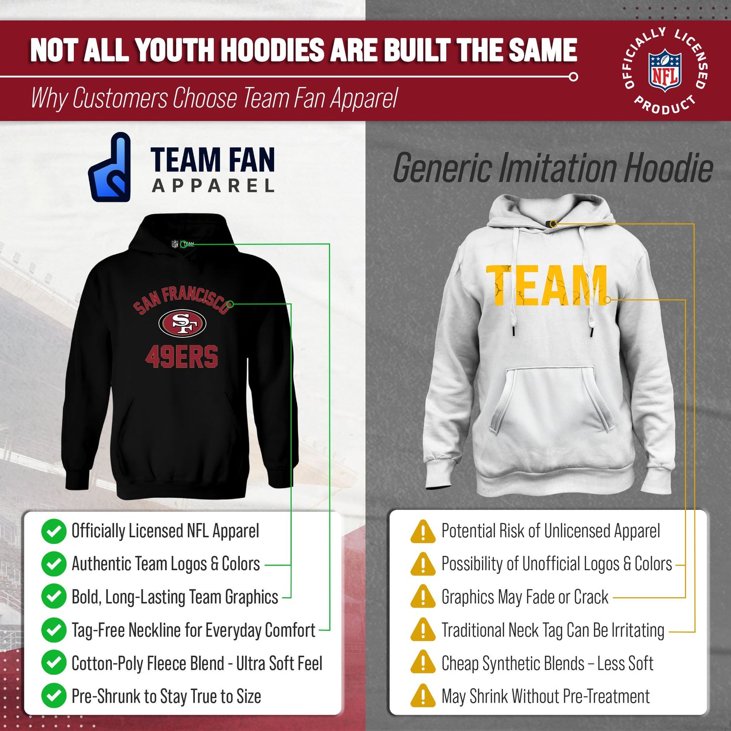 San Francisco 49ers NFL Youth Gameday Hooded Sweatshirt - Black
