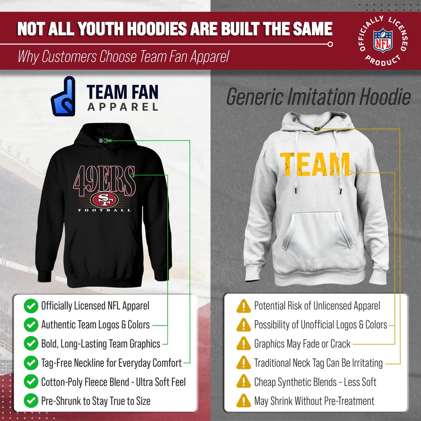 San Francisco 49ers NFL Youth Overtime Blueprint Football Fleece Hooded Sweatshirt - Black