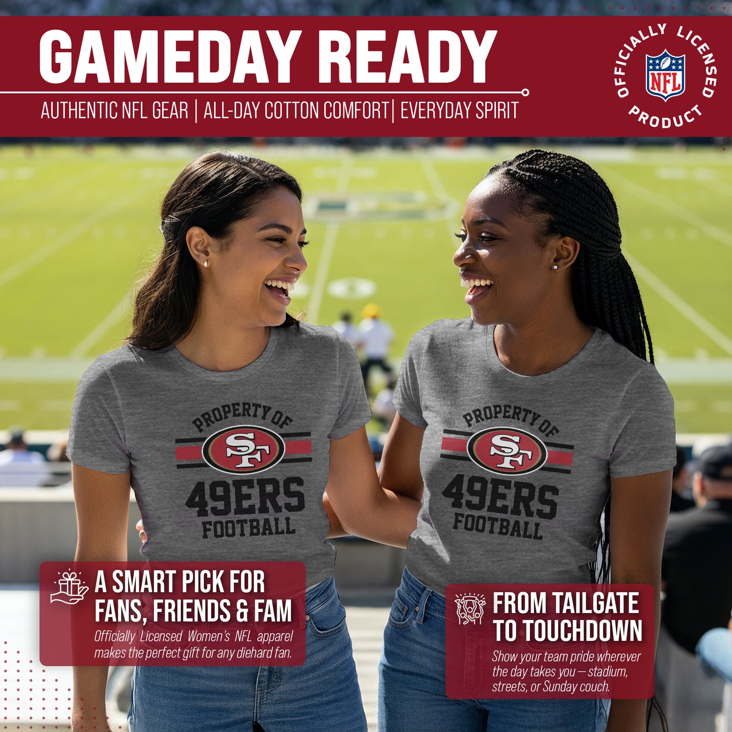 San Francisco 49ers NFL Womens Short Sleeve Property of Tshirt - Gray