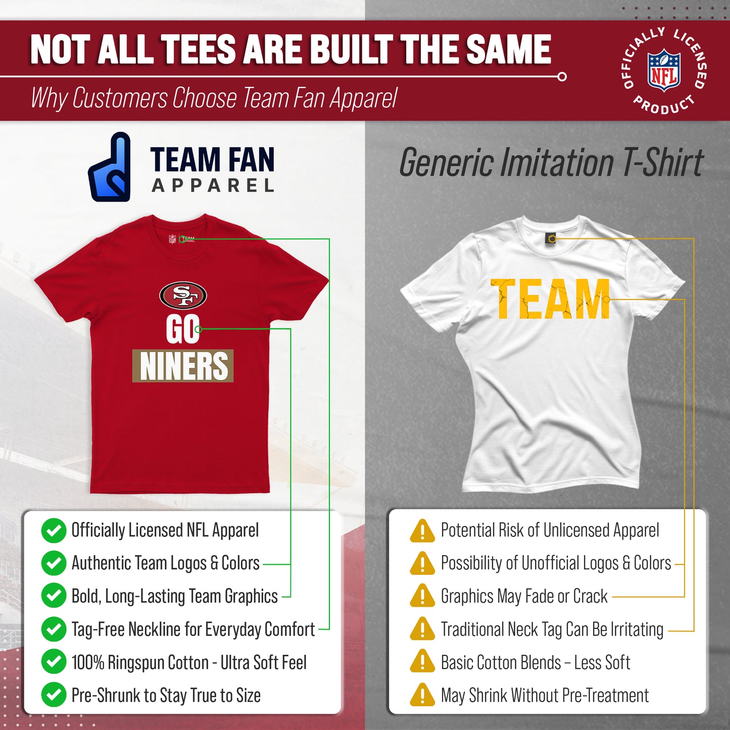 San Francisco 49ers NFL Adult Team Slogan Unisex T-Shirt - Red