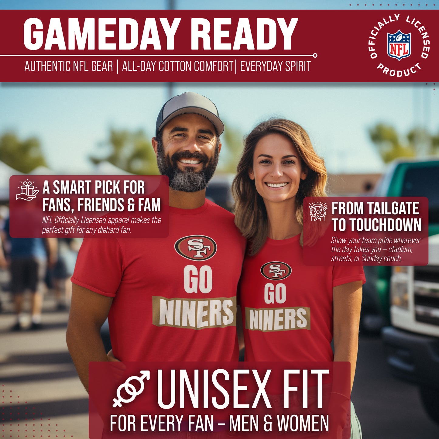San Francisco 49ers NFL Adult Team Slogan Unisex T-Shirt - Red