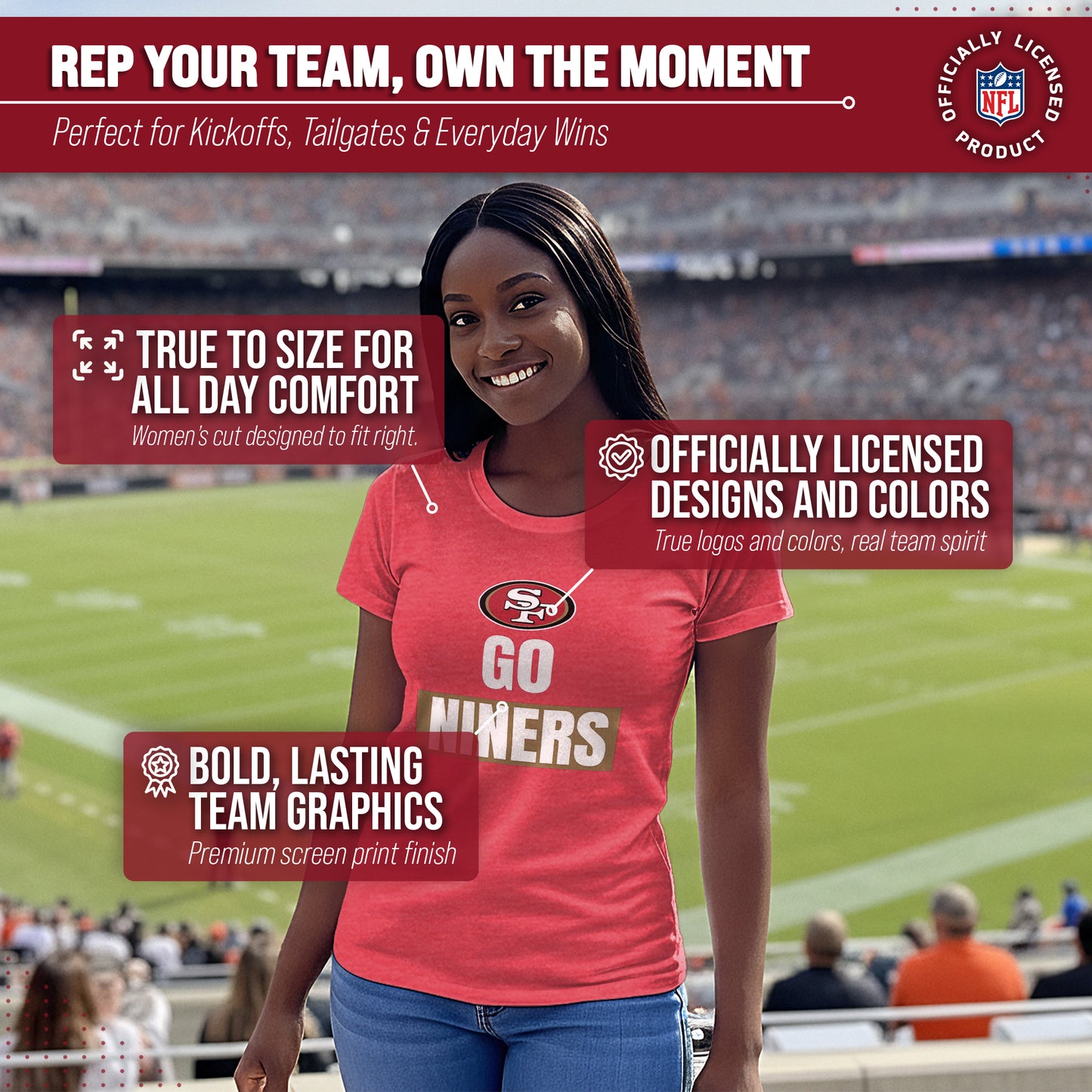 San Francisco 49ers NFL Womens Team Slogan Short Sleeve Tshirt - Red