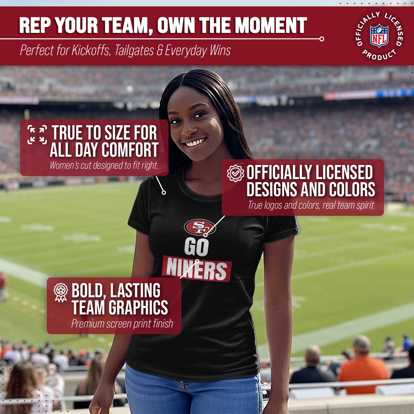 San Francisco 49ers NFL Womens Team Slogan Short Sleeve Tshirt - Black