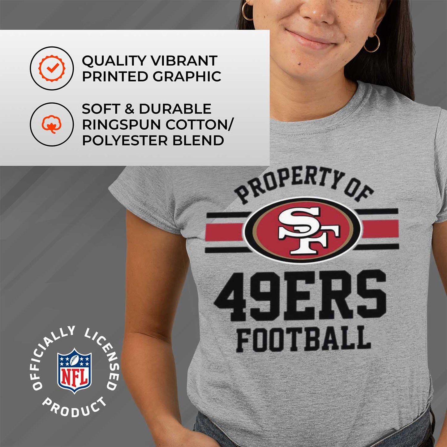 San Francisco 49ers NFL Women's Property Of Lightweight Plus Size T-Shirt - Sport Gray