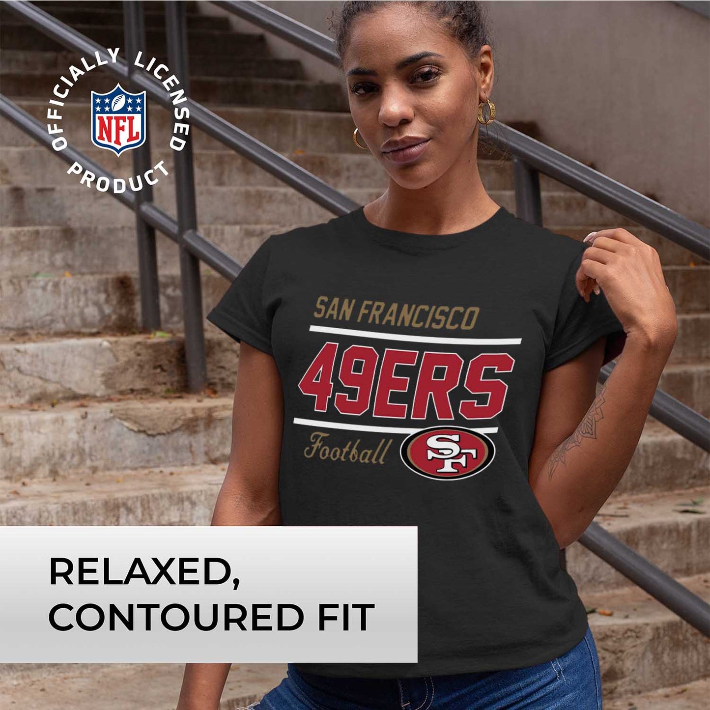 San Francisco 49ers NFL Womens Plus Size Relaxed Fit T-Shirt - Black
