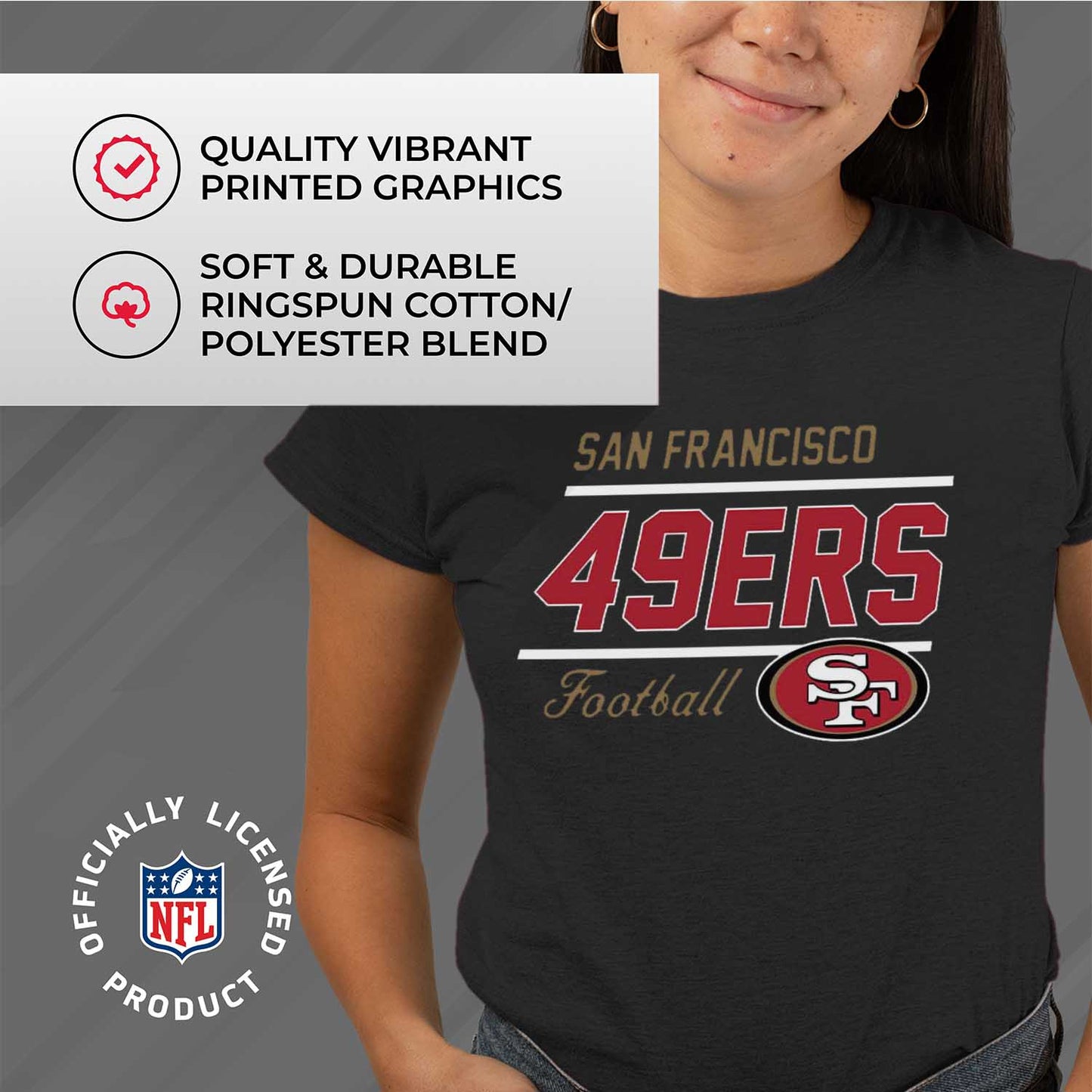 San Francisco 49ers NFL Womens Plus Size Relaxed Fit T-Shirt - Black