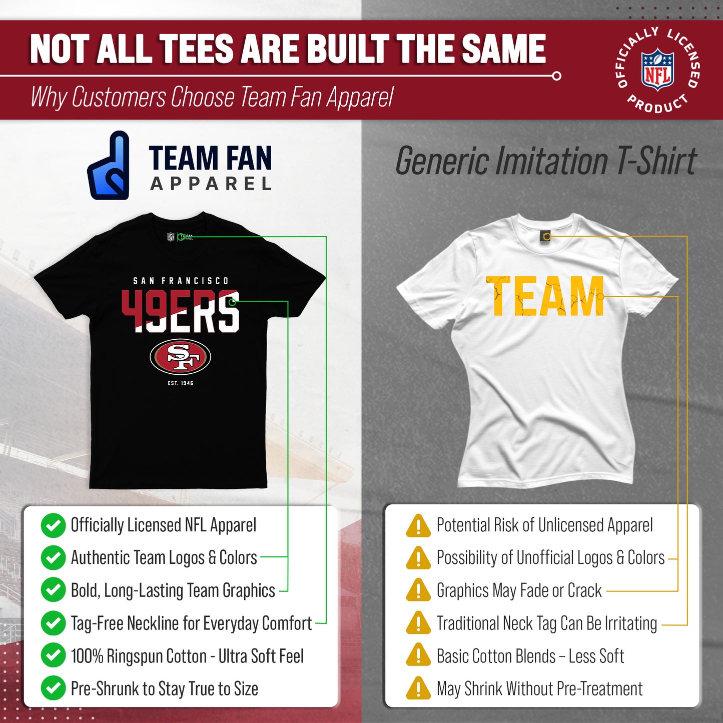 San Francisco 49ers Adult NFL Diagonal Fade Color Block T-Shirt - Black
