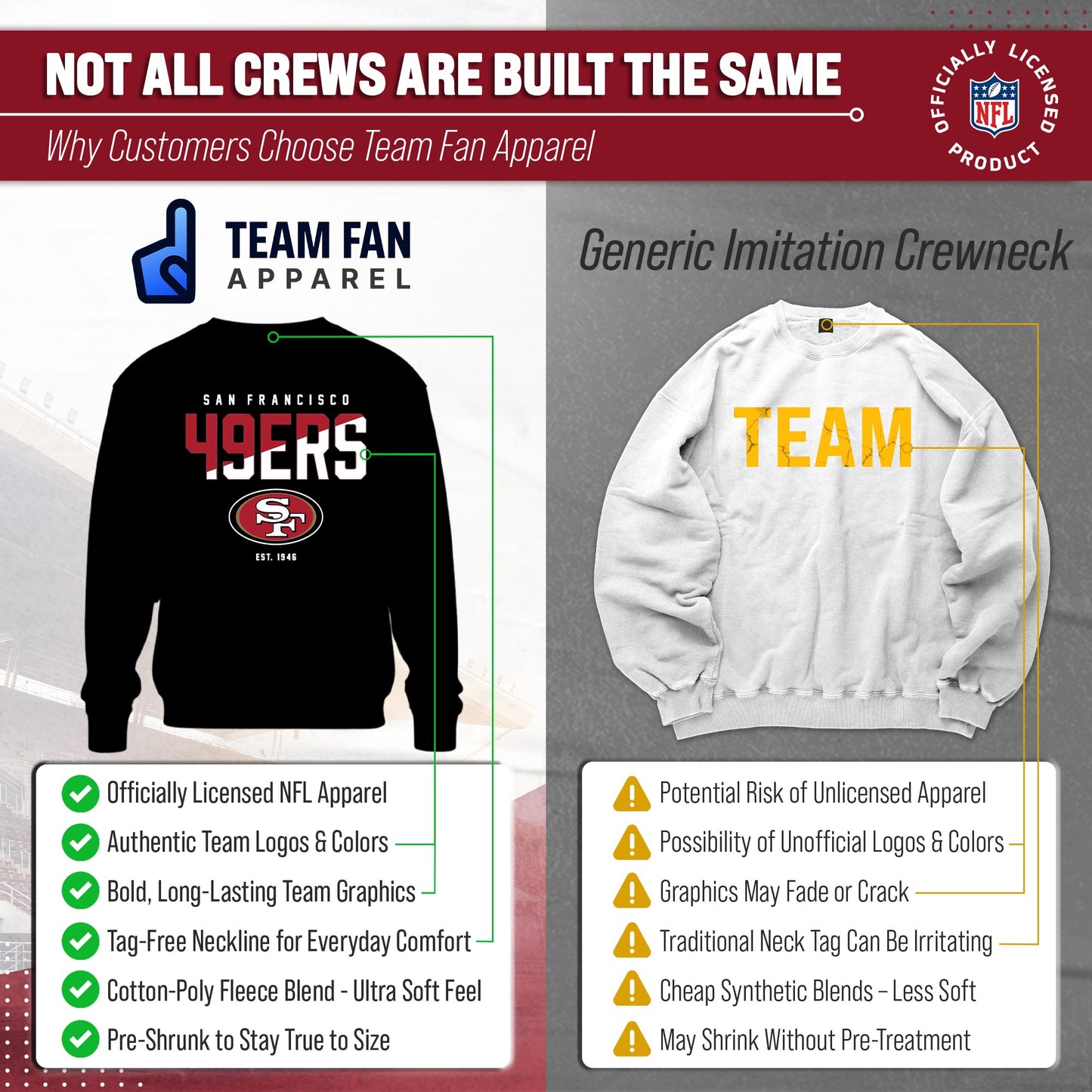 San Francisco 49ers Adult NFL Diagonal Fade Color Block Crewneck Sweatshirt - Black