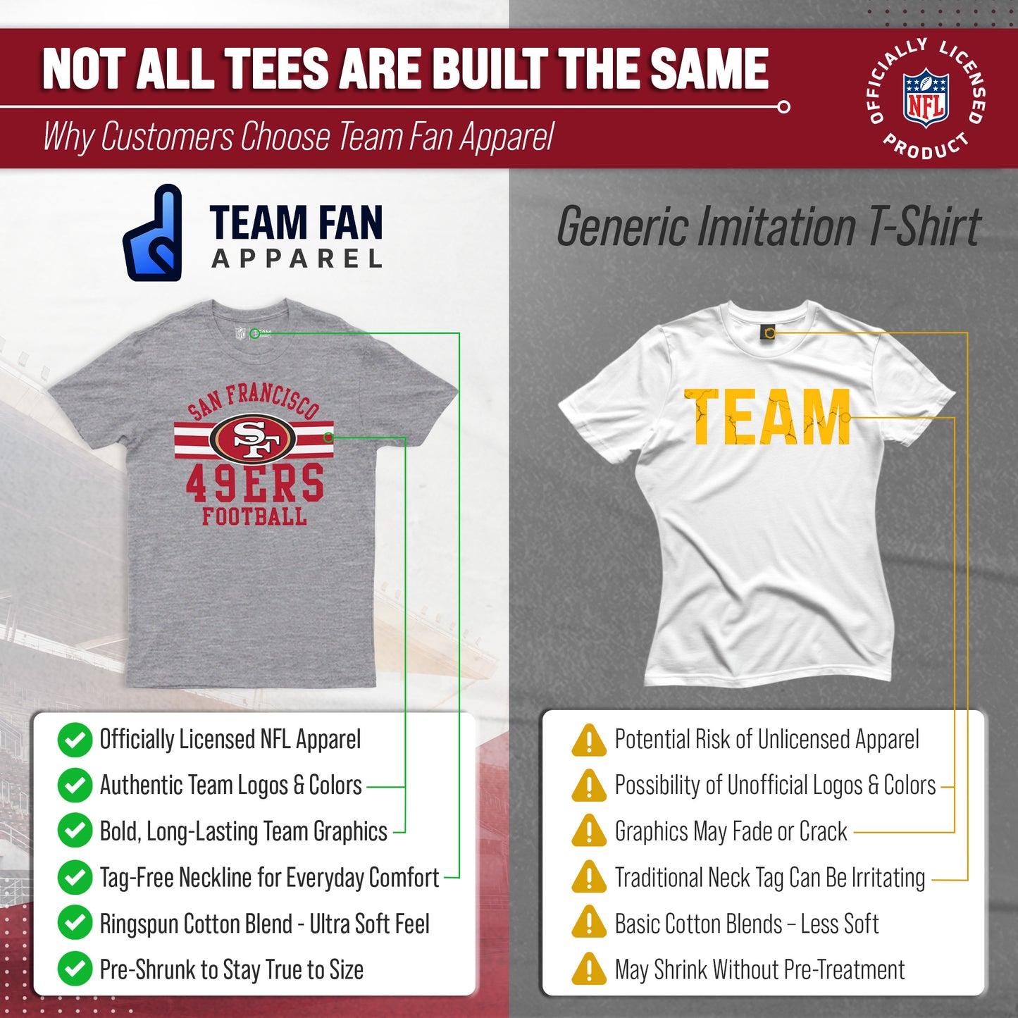San Francisco 49ers NFL Adult Short Sleeve Team Stripe Tee - Sport Gray