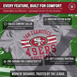 San Francisco 49ers NFL Adult Short Sleeve Team Stripe Tee - Sport Gray