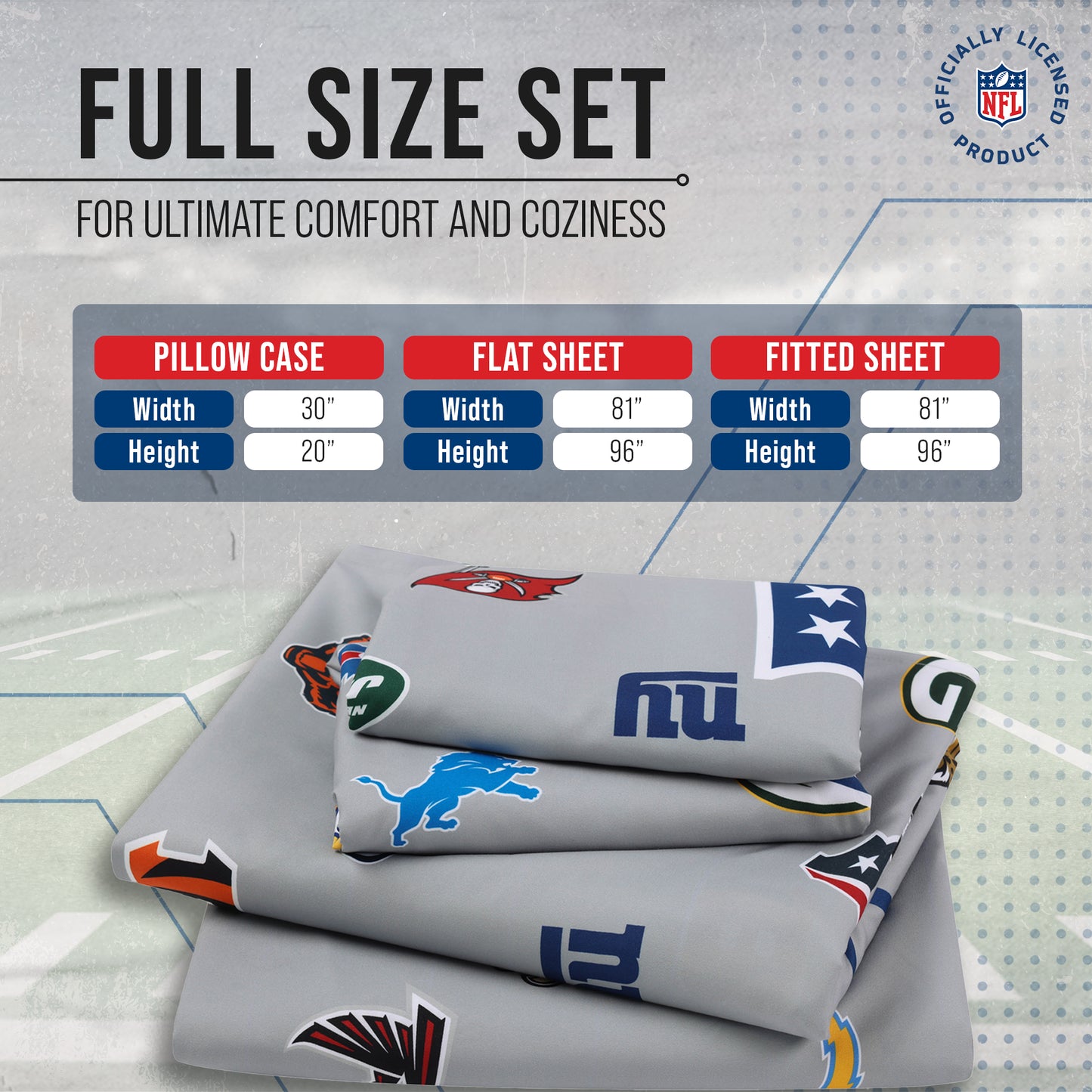 NFL  Ultimate Fan Repeating All Team Logo Bedding Set - Team Color