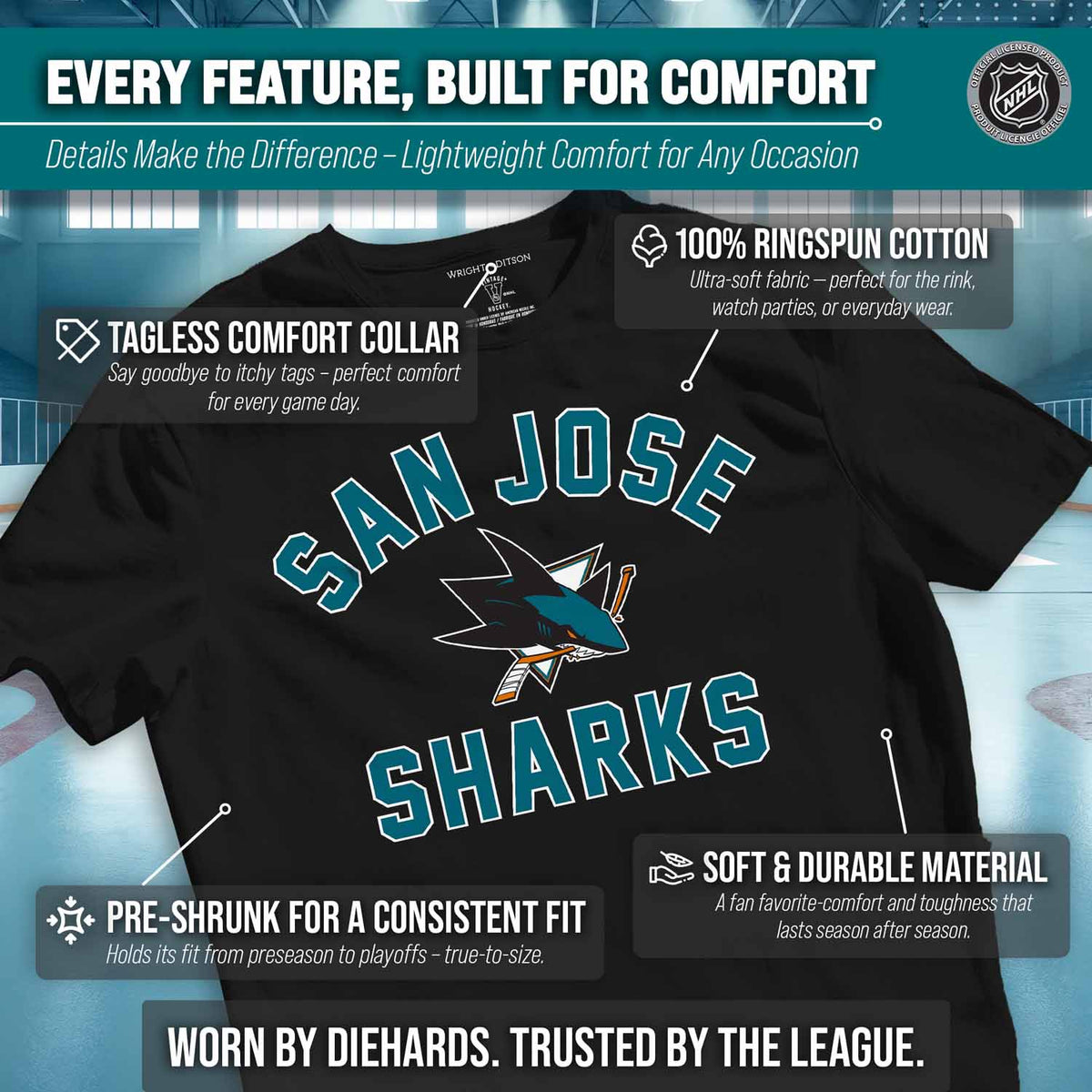 San Jose Sharks NHL Gameday T-Shirt - Black