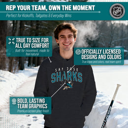 San Jose Sharks NHL Adult Unisex Powerplay Hooded Sweatshirt - Black Heather