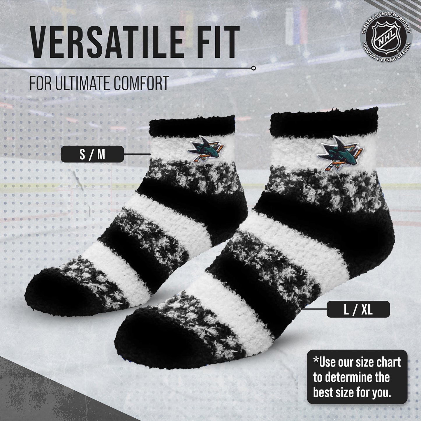 San Jose Sharks NHL Unisex Cozy Sleep Socks - Black