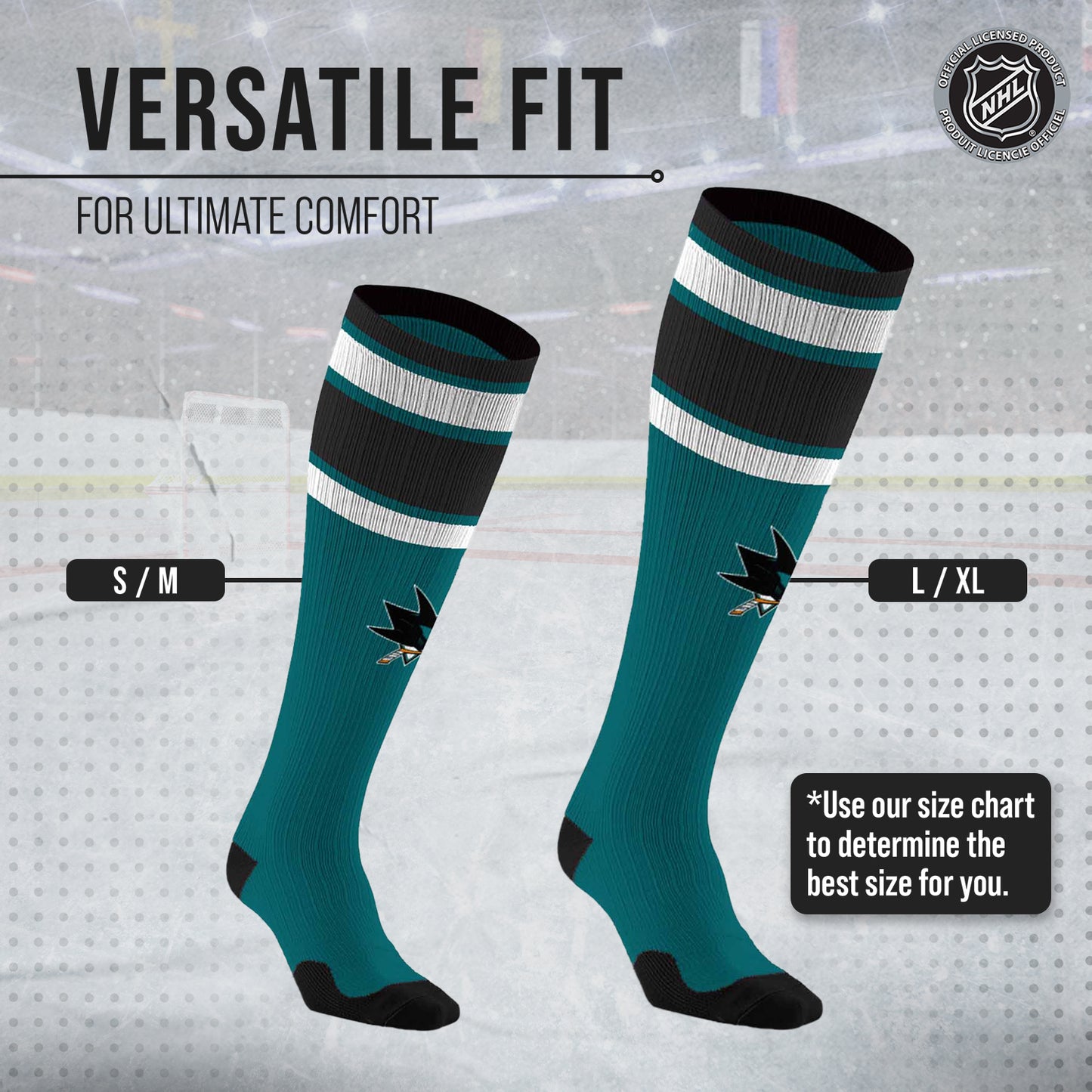San Jose Sharks NHL Adult Knee High-Performance Socks - Teal