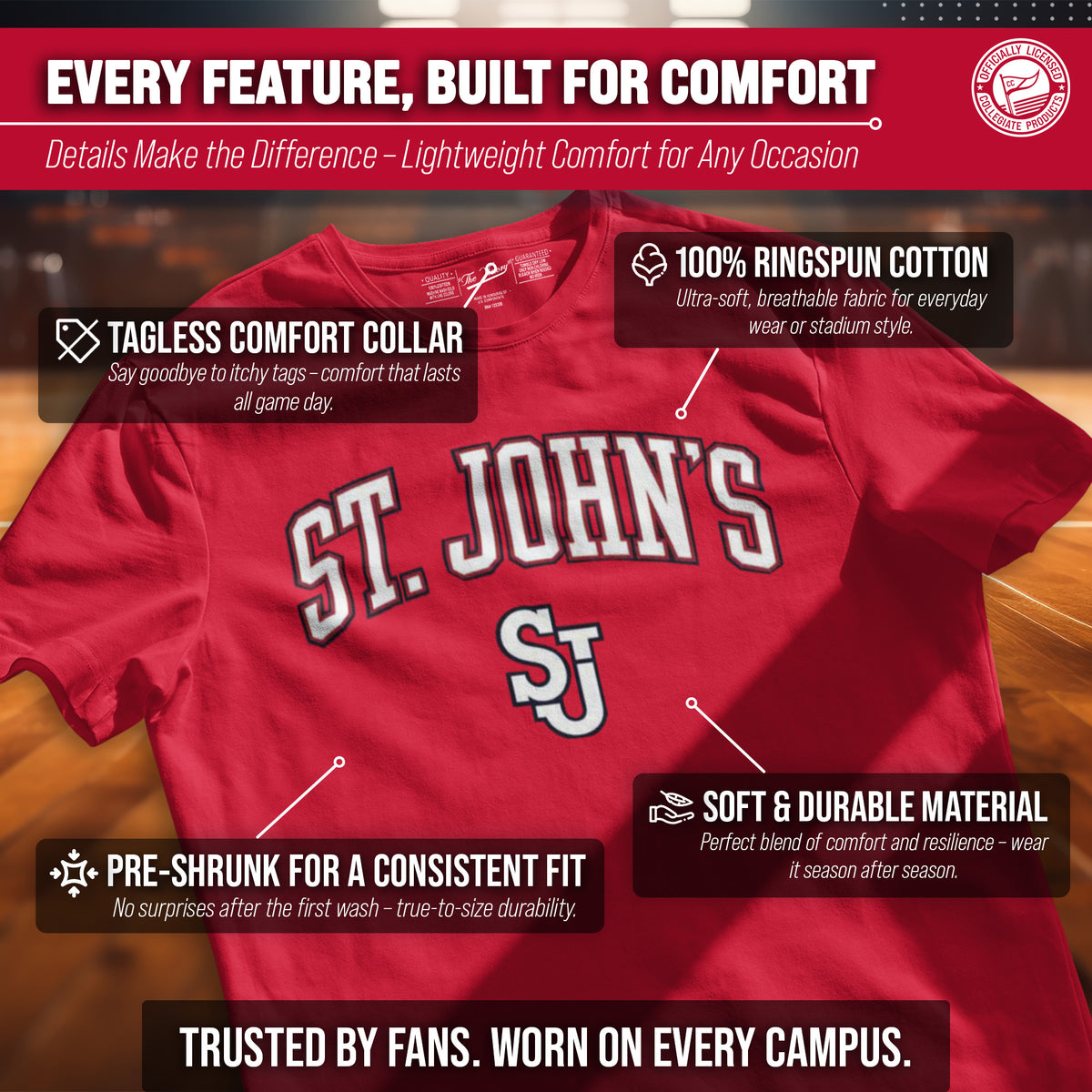 St. John's Red Storm Gameday Cotton T-Shirt for Men and Women