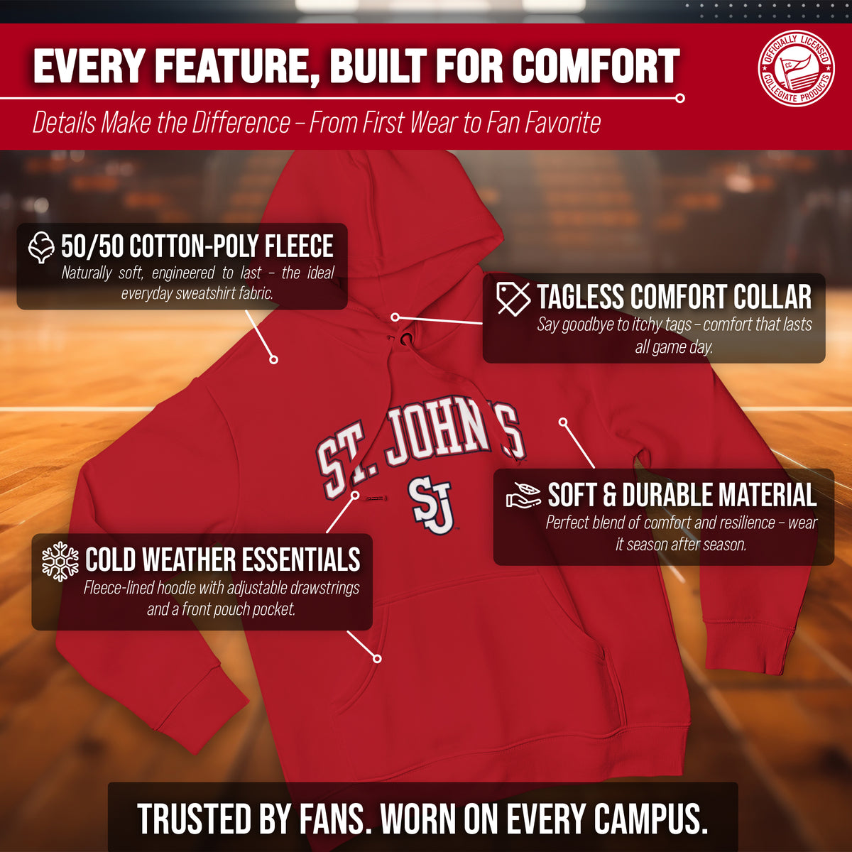 SJU Arch & Logo Gameday Hoodie - Red