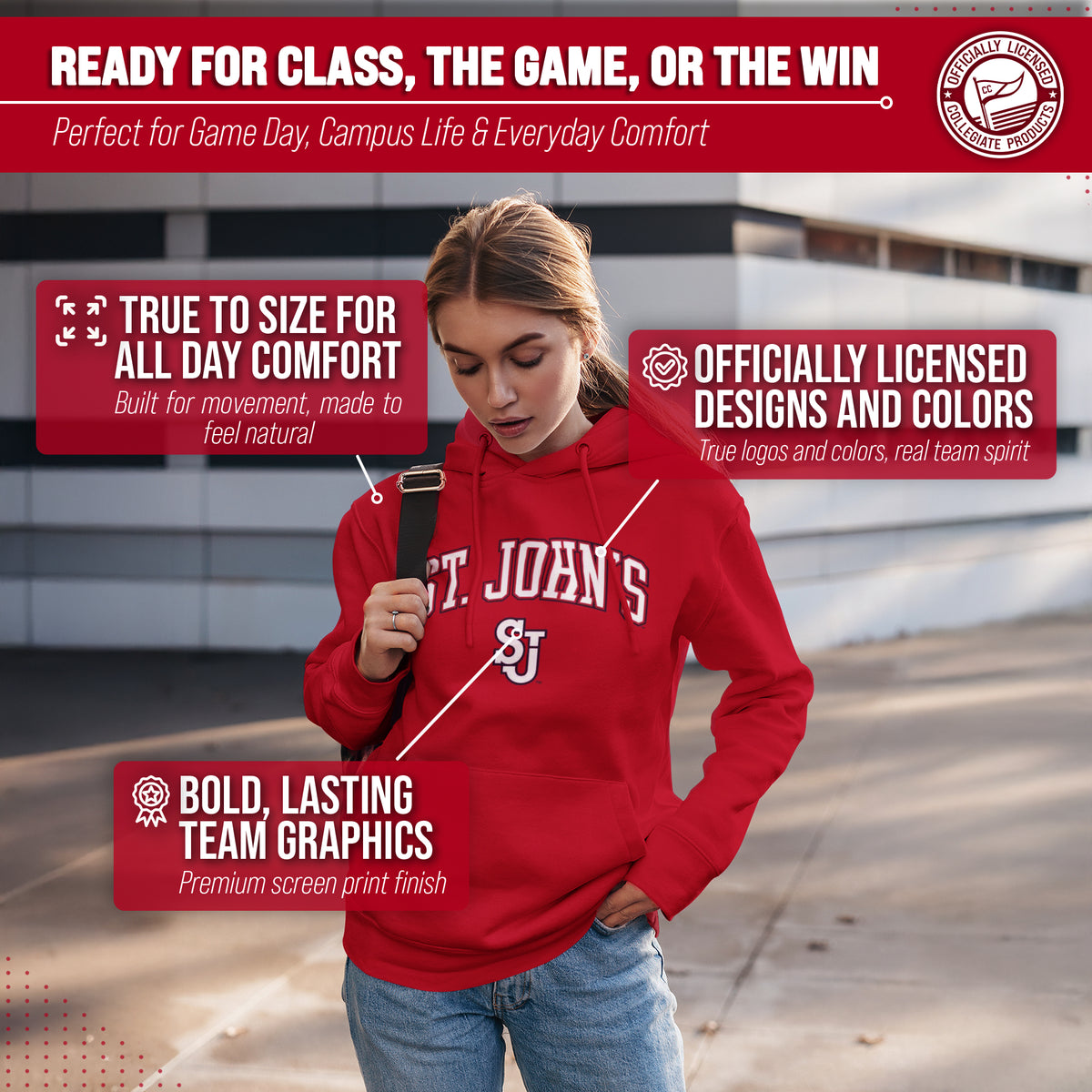 SJU Arch & Logo Gameday Hoodie - Red