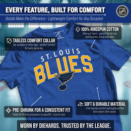 St. Louis Blues NHL Adult Powerplay Heathered Unisex T-Shirt - Royal