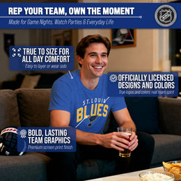 St. Louis Blues NHL Adult Powerplay Heathered Unisex T-Shirt - Royal