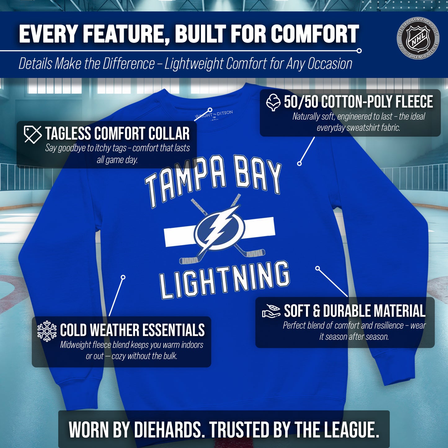 St. Louis Blues Adult NHL Faceoff Hockey Fleece Crewneck Sweatshirt - Royal