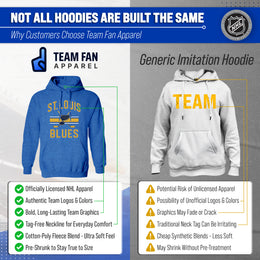 St. Louis Blues Adult NHL Faceoff Hockey Fleece Hooded Sweatshirt- Jersey Stripe - Royal