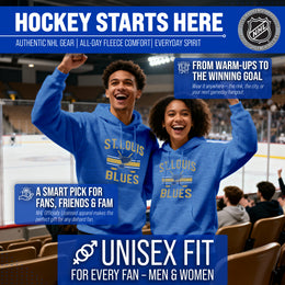 St. Louis Blues Adult NHL Faceoff Hockey Fleece Hooded Sweatshirt- Jersey Stripe - Royal