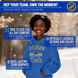 St. Louis Blues Adult NHL Faceoff Hockey Fleece Hooded Sweatshirt- Jersey Stripe - Royal